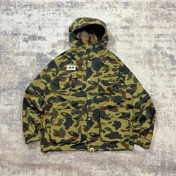 Authentic Bape 2000’s Green Camo Mountain Full Zip Jacket L - Picture 1 of 12